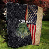 Custom Largemouth Bass Fishing Quilt American Flag and Bubble Texture Background - Wonder Print Shop