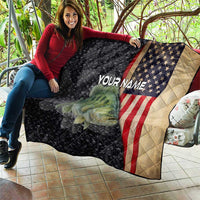 Custom Largemouth Bass Fishing Quilt American Flag and Bubble Texture Background - Wonder Print Shop