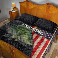 Custom Largemouth Bass Fishing Quilt Bed Set American Flag and Bubble Texture Background - Wonder Print Shop