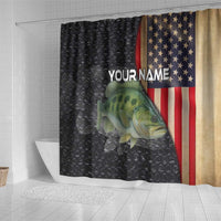 Custom Largemouth Bass Fishing Shower Curtain American Flag and Bubble Texture Background - Wonder Print Shop