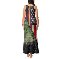 Custom Largemouth Bass Fishing Tank Maxi Dress American Flag and Bubble Texture Background - Wonder Print Shop