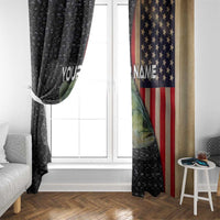 Custom Largemouth Bass Fishing Window Curtain American Flag and Bubble Texture Background - Wonder Print Shop