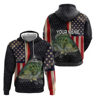 Custom Largemouth Bass Fishing Zip Hoodie American Flag and Bubble Texture Background - Wonder Print Shop