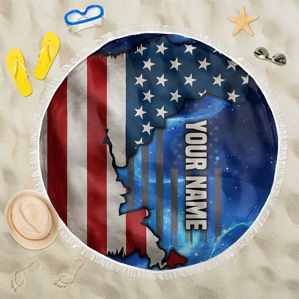 Custom American Flag Universe Patriotic Beach Blanket Blue Galaxy Sky Graphic Design - Wonder Print Shop
