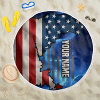 Custom American Flag Universe Patriotic Beach Blanket Blue Galaxy Sky Graphic Design - Wonder Print Shop