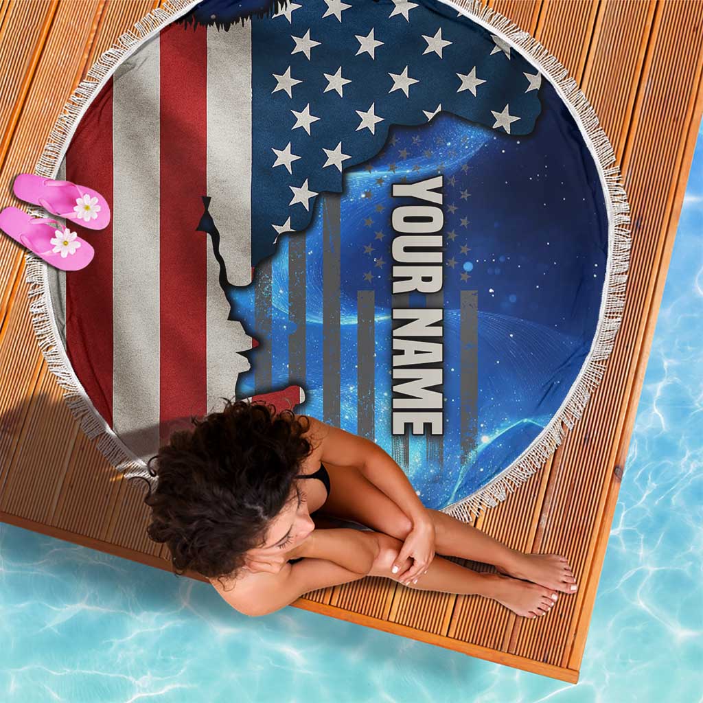Custom American Flag Universe Patriotic Beach Blanket Blue Galaxy Sky Graphic Design - Wonder Print Shop