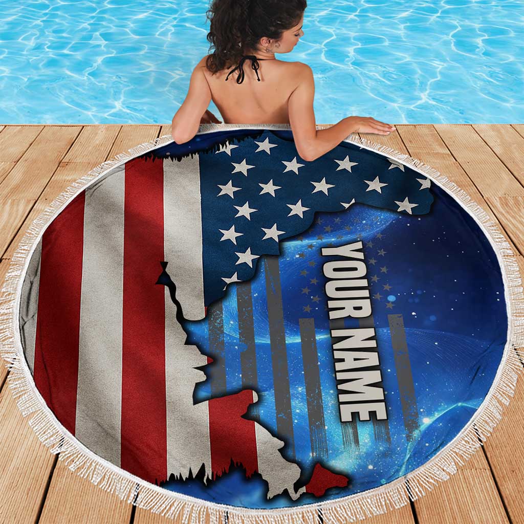 Custom American Flag Universe Patriotic Beach Blanket Blue Galaxy Sky Graphic Design - Wonder Print Shop