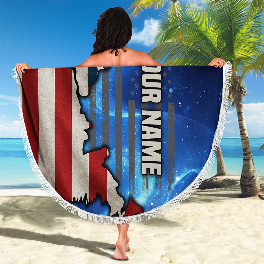 Custom American Flag Universe Patriotic Beach Blanket Blue Galaxy Sky Graphic Design - Wonder Print Shop