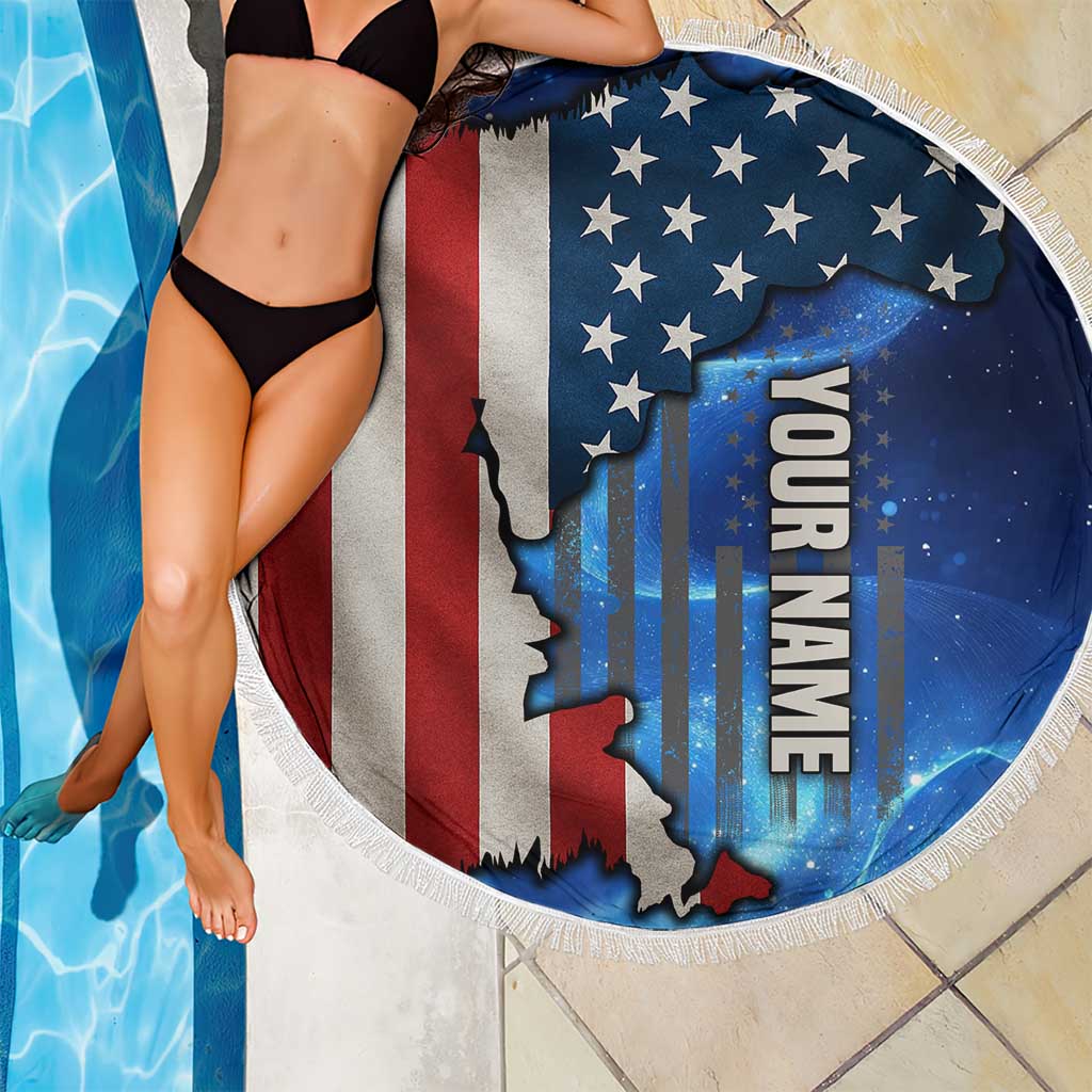 Custom American Flag Universe Patriotic Beach Blanket Blue Galaxy Sky Graphic Design - Wonder Print Shop