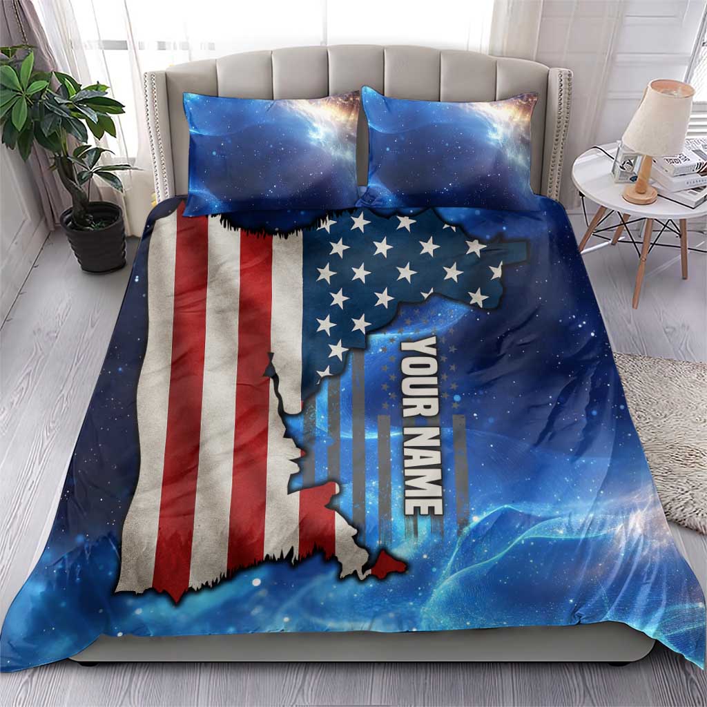 Custom American Flag Universe Patriotic Bedding Set Blue Galaxy Sky Graphic Design - Wonder Print Shop