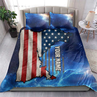 Custom American Flag Universe Patriotic Bedding Set Blue Galaxy Sky Graphic Design - Wonder Print Shop
