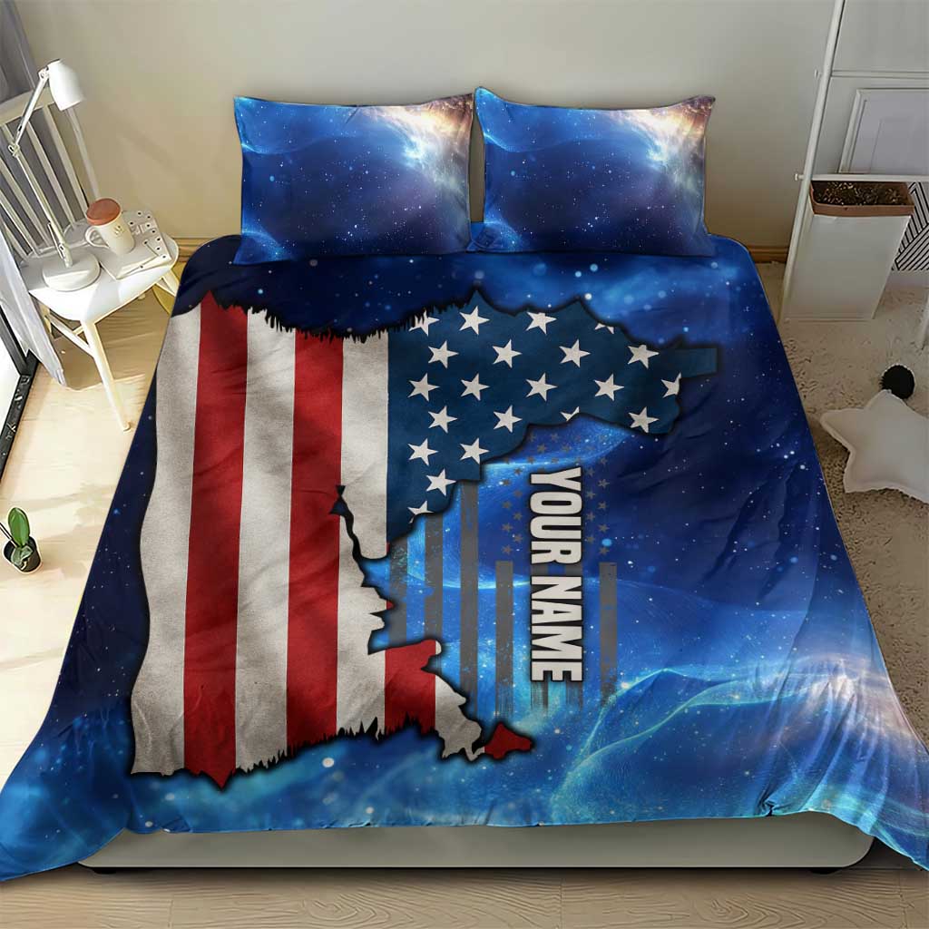 Custom American Flag Universe Patriotic Bedding Set Blue Galaxy Sky Graphic Design - Wonder Print Shop