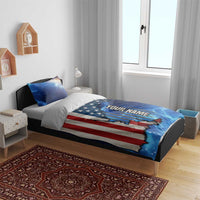 Custom American Flag Universe Patriotic Bedding Set Blue Galaxy Sky Graphic Design - Wonder Print Shop
