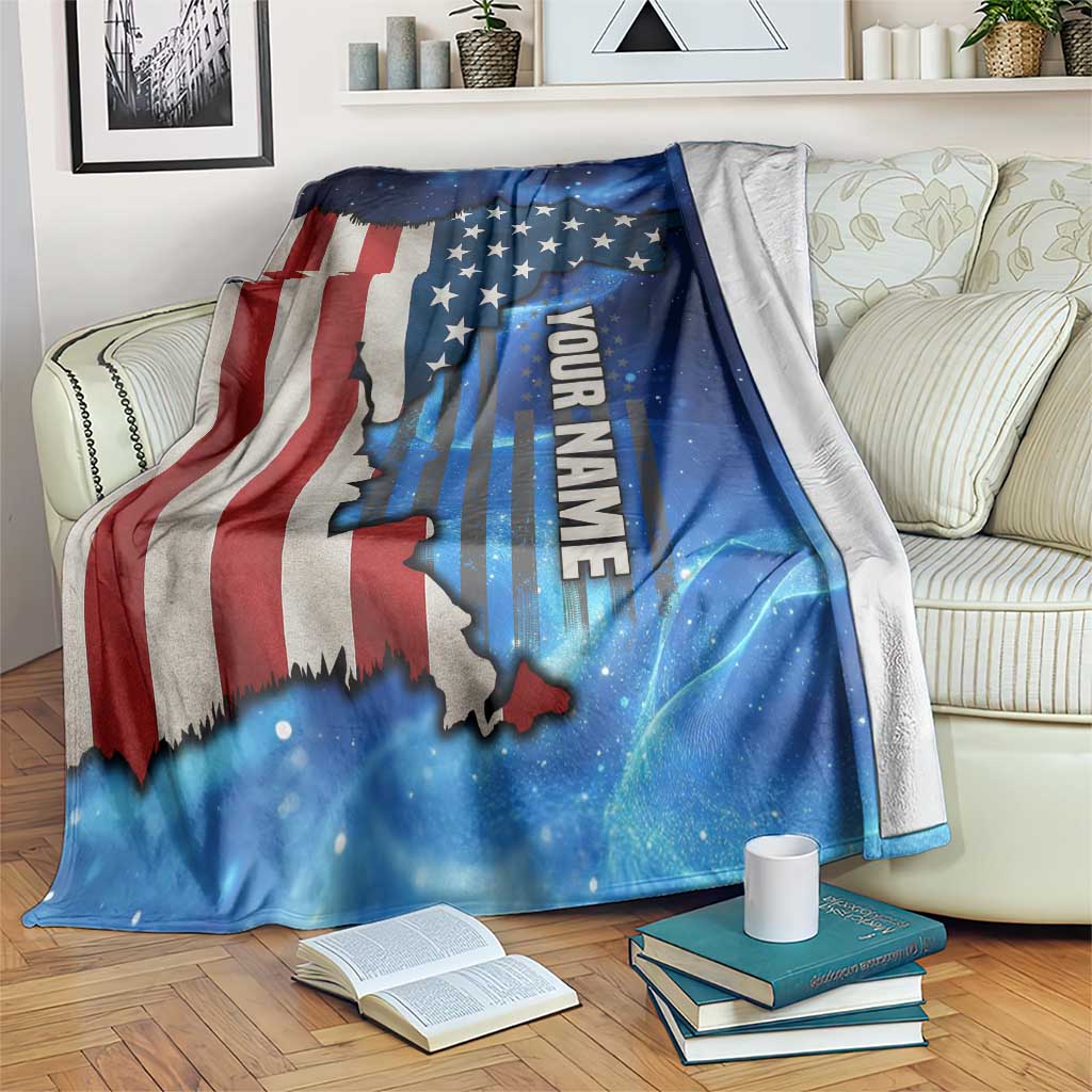 Custom American Flag Universe Patriotic Blanket Blue Galaxy Sky Graphic Design - Wonder Print Shop