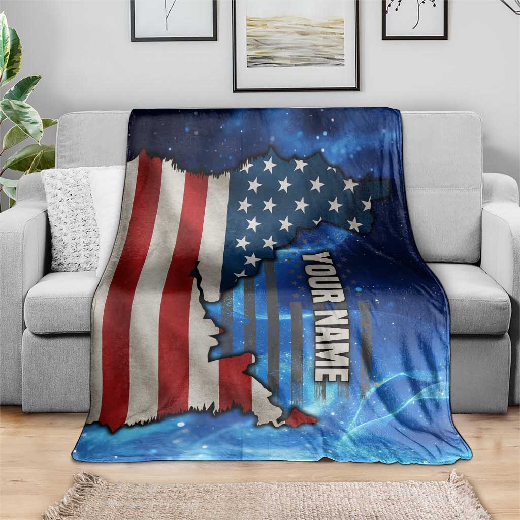 Custom American Flag Universe Patriotic Blanket Blue Galaxy Sky Graphic Design - Wonder Print Shop