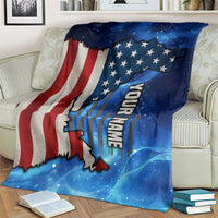 Custom American Flag Universe Patriotic Blanket Blue Galaxy Sky Graphic Design - Wonder Print Shop