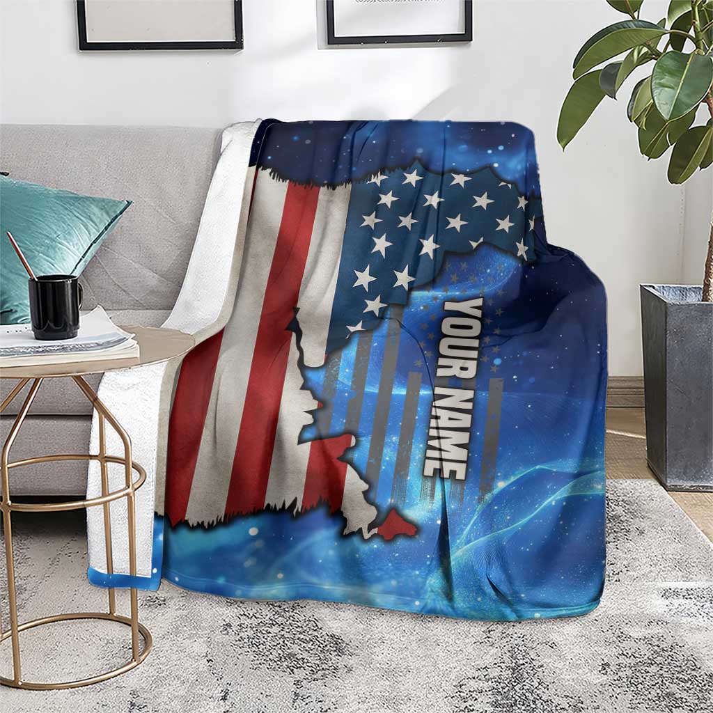 Custom American Flag Universe Patriotic Blanket Blue Galaxy Sky Graphic Design - Wonder Print Shop