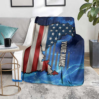 Custom American Flag Universe Patriotic Blanket Blue Galaxy Sky Graphic Design - Wonder Print Shop