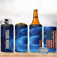 Custom American Flag Universe Patriotic 4 in 1 Can Cooler Tumbler Blue Galaxy Sky Graphic Design - Wonder Print Shop