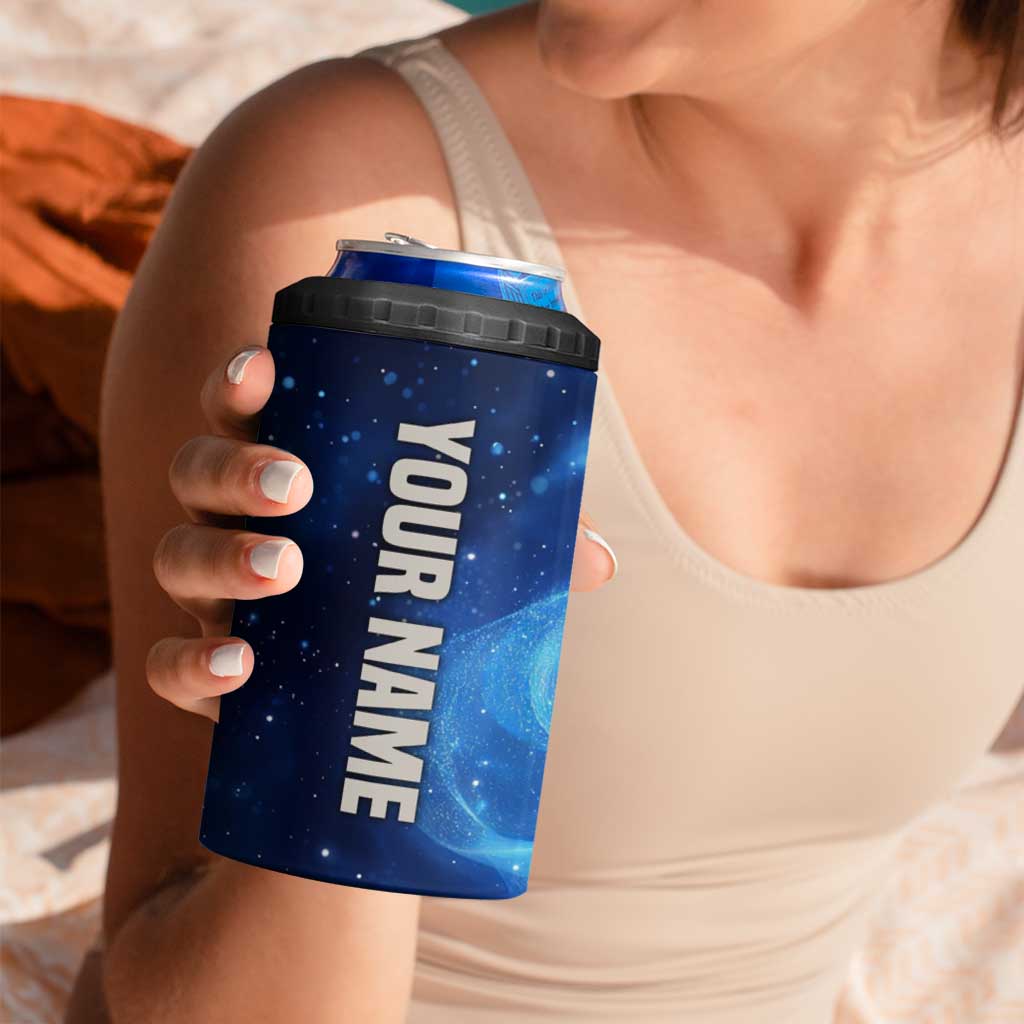 Custom American Flag Universe Patriotic 4 in 1 Can Cooler Tumbler Blue Galaxy Sky Graphic Design - Wonder Print Shop