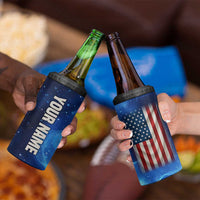 Custom American Flag Universe Patriotic 4 in 1 Can Cooler Tumbler Blue Galaxy Sky Graphic Design - Wonder Print Shop