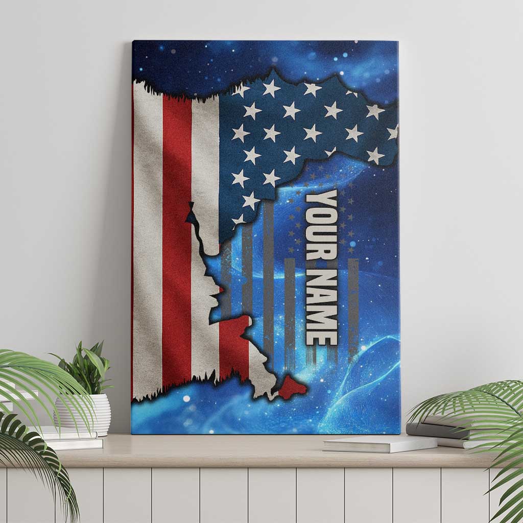 Custom American Flag Universe Patriotic Canvas Wall Art Blue Galaxy Sky Graphic Design - Wonder Print Shop