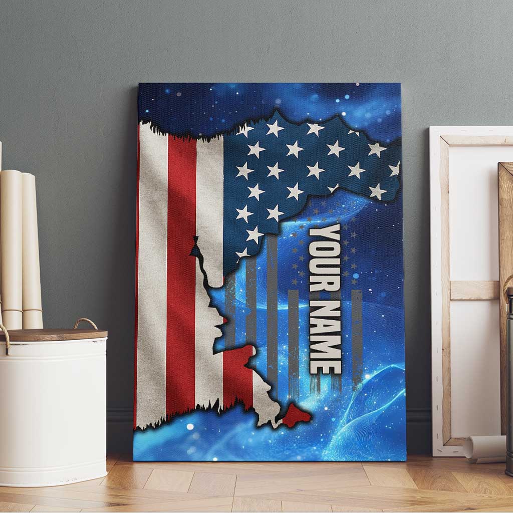 Custom American Flag Universe Patriotic Canvas Wall Art Blue Galaxy Sky Graphic Design - Wonder Print Shop