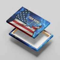 Custom American Flag Universe Patriotic Canvas Wall Art Blue Galaxy Sky Graphic Design - Wonder Print Shop