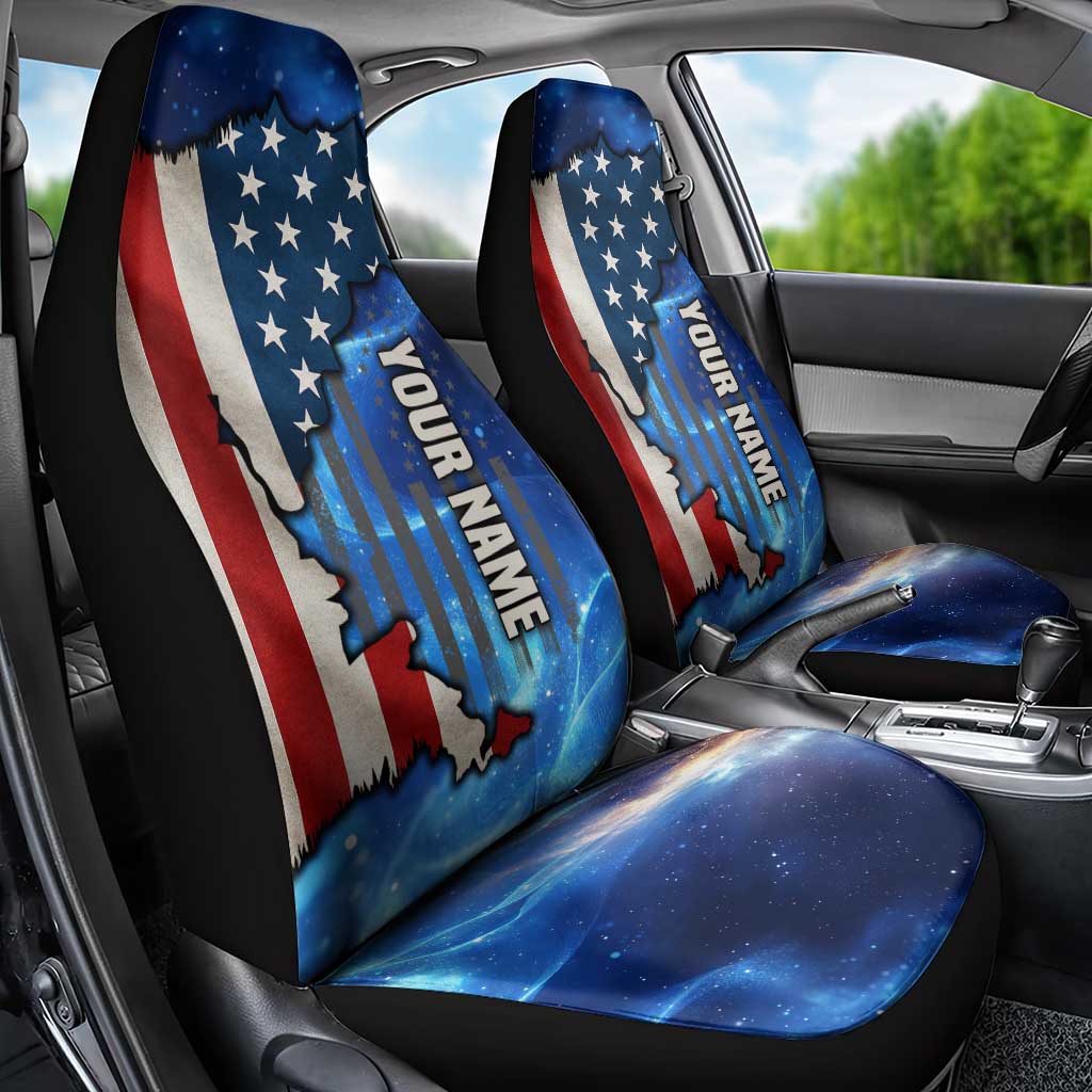 Custom American Flag Universe Patriotic Car Seat Cover Blue Galaxy Sky Graphic Design - Wonder Print Shop