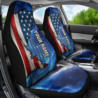 Custom American Flag Universe Patriotic Car Seat Cover Blue Galaxy Sky Graphic Design - Wonder Print Shop
