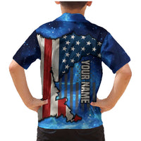 Custom American Flag Universe Patriotic Family Matching Mermaid Dress and Hawaiian Shirt Blue Galaxy Sky Graphic Design - Wonder Print Shop