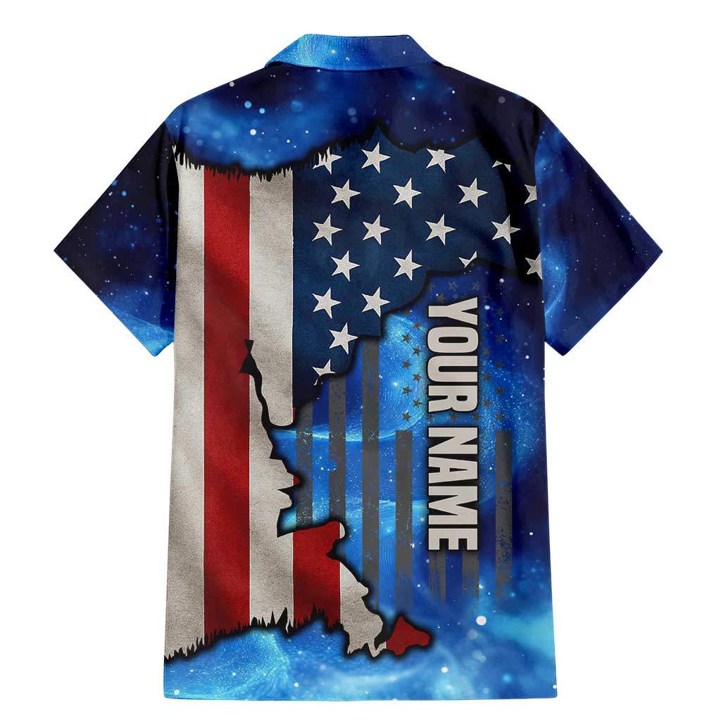 Custom American Flag Universe Patriotic Family Matching Mermaid Dress and Hawaiian Shirt Blue Galaxy Sky Graphic Design - Wonder Print Shop