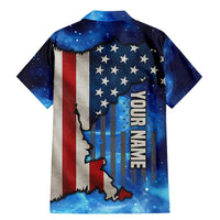 Custom American Flag Universe Patriotic Family Matching Mermaid Dress and Hawaiian Shirt Blue Galaxy Sky Graphic Design - Wonder Print Shop