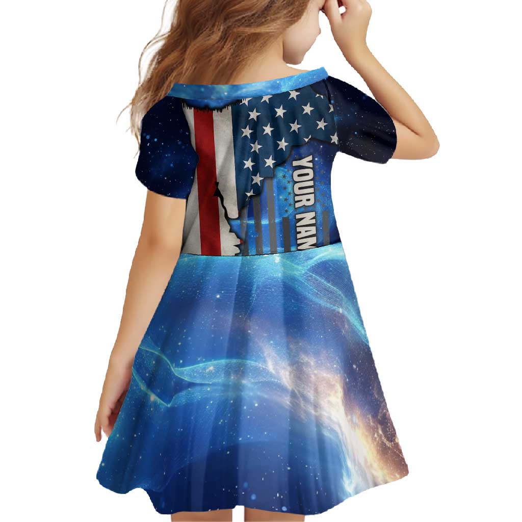 Custom American Flag Universe Patriotic Family Matching Off Shoulder Maxi Dress and Hawaiian Shirt Blue Galaxy Sky Graphic Design - Wonder Print Shop