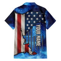 Custom American Flag Universe Patriotic Family Matching Summer Maxi Dress and Hawaiian Shirt Blue Galaxy Sky Graphic Design - Wonder Print Shop