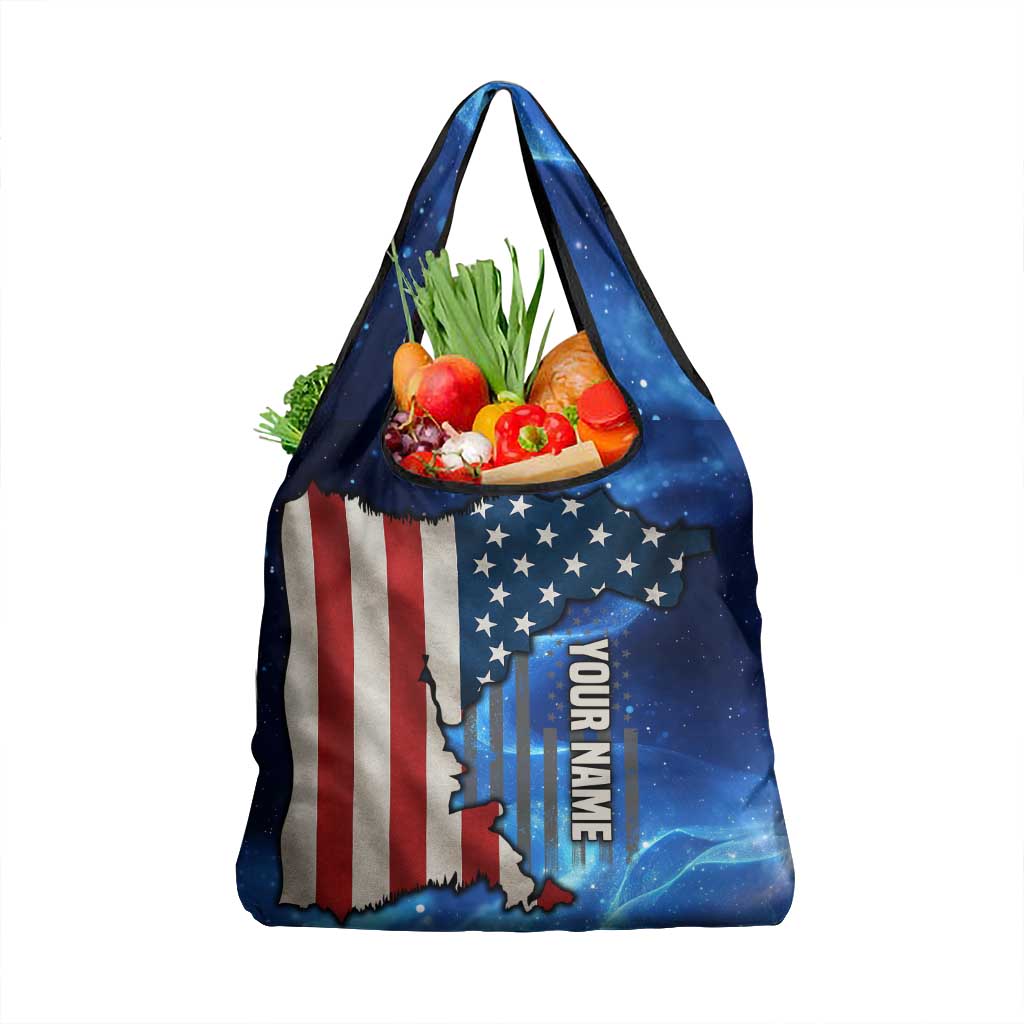 Custom American Flag Universe Patriotic Grocery Bag Blue Galaxy Sky Graphic Design - Wonder Print Shop
