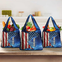 Custom American Flag Universe Patriotic Grocery Bag Blue Galaxy Sky Graphic Design - Wonder Print Shop