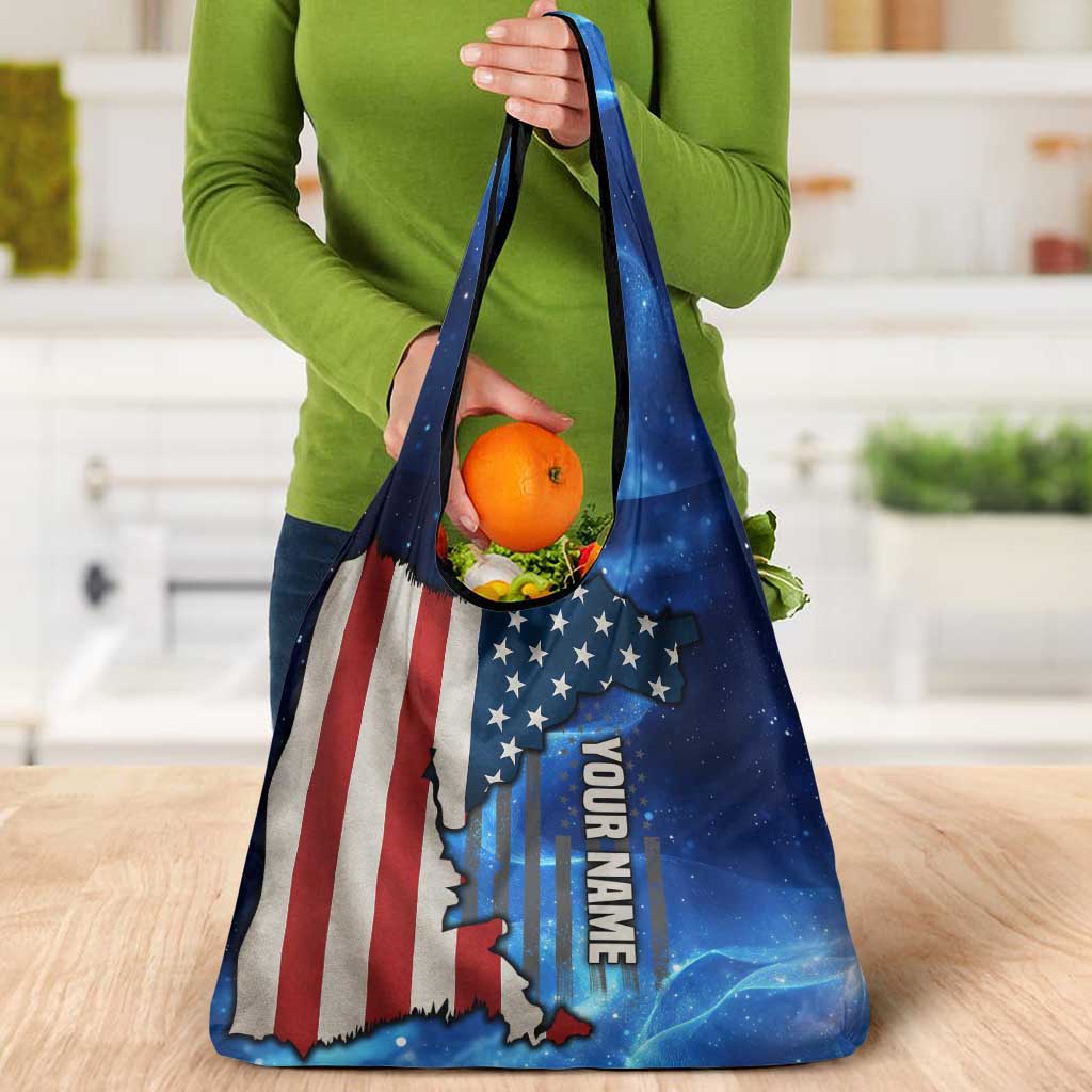 Custom American Flag Universe Patriotic Grocery Bag Blue Galaxy Sky Graphic Design - Wonder Print Shop
