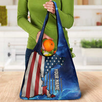 Custom American Flag Universe Patriotic Grocery Bag Blue Galaxy Sky Graphic Design - Wonder Print Shop