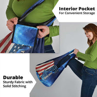 Custom American Flag Universe Patriotic Grocery Bag Blue Galaxy Sky Graphic Design - Wonder Print Shop