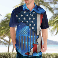 Custom American Flag Universe Patriotic Hawaiian Shirt Blue Galaxy Sky Graphic Design - Wonder Print Shop