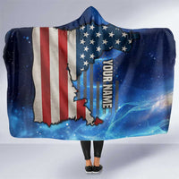 Custom American Flag Universe Patriotic Hooded Blanket Blue Galaxy Sky Graphic Design - Wonder Print Shop