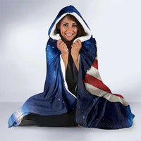 Custom American Flag Universe Patriotic Hooded Blanket Blue Galaxy Sky Graphic Design - Wonder Print Shop
