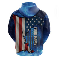 Custom American Flag Universe Patriotic Hoodie Blue Galaxy Sky Graphic Design - Wonder Print Shop
