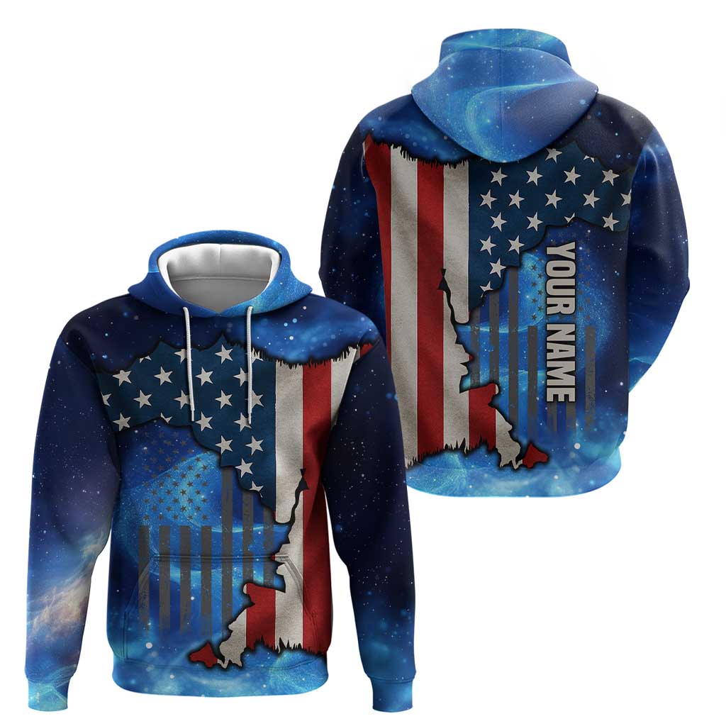 Custom American Flag Universe Patriotic Hoodie Blue Galaxy Sky Graphic Design - Wonder Print Shop