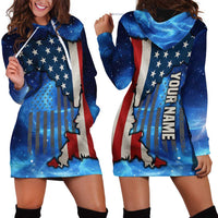 Custom American Flag Universe Patriotic Hoodie Dress Blue Galaxy Sky Graphic Design - Wonder Print Shop