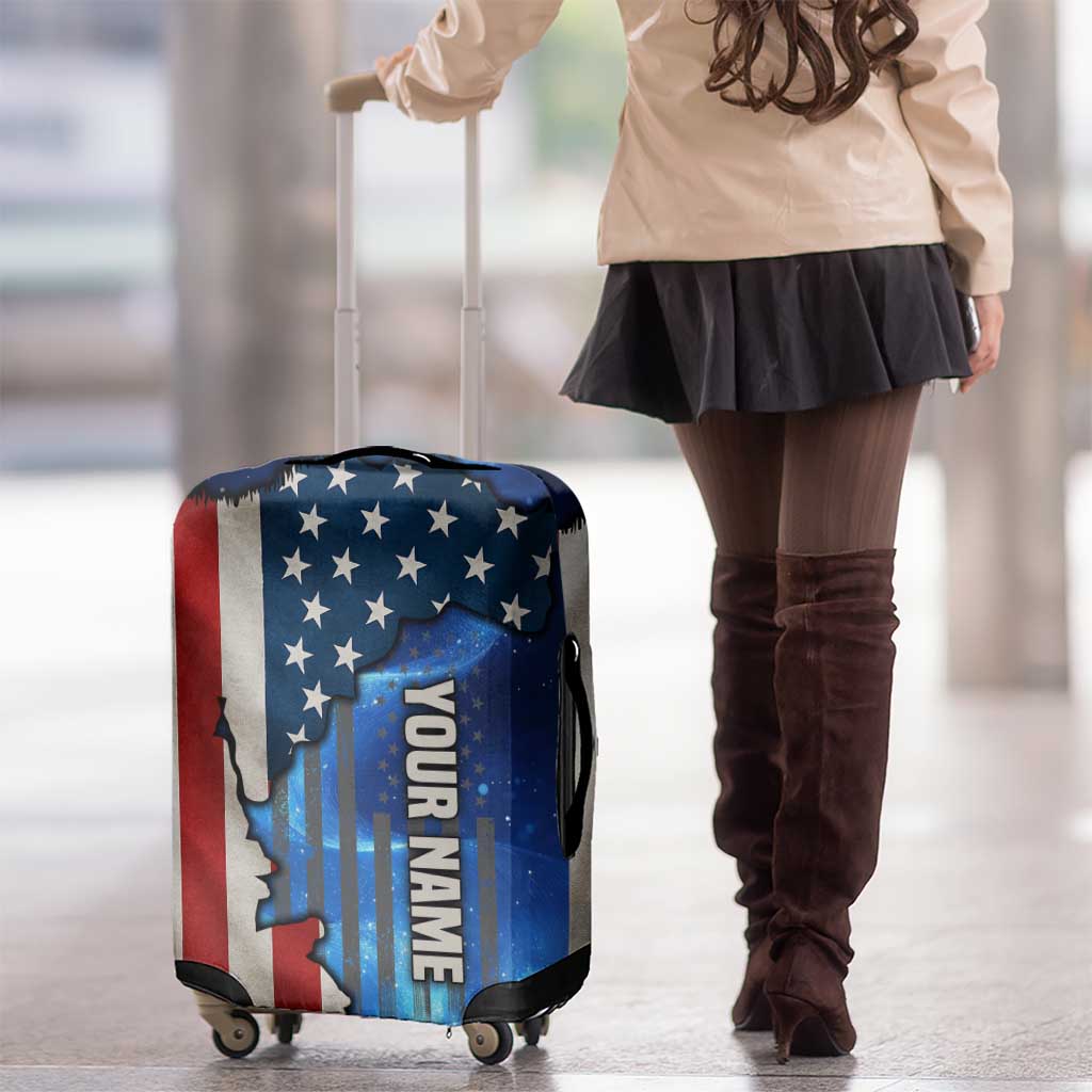 Custom American Flag Universe Patriotic Luggage Cover Blue Galaxy Sky Graphic Design - Wonder Print Shop