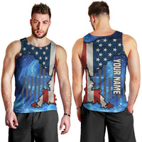 Custom American Flag Universe Patriotic Men Tank Top Blue Galaxy Sky Graphic Design - Wonder Print Shop