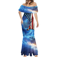 Custom American Flag Universe Patriotic Mermaid Dress Blue Galaxy Sky Graphic Design - Wonder Print Shop
