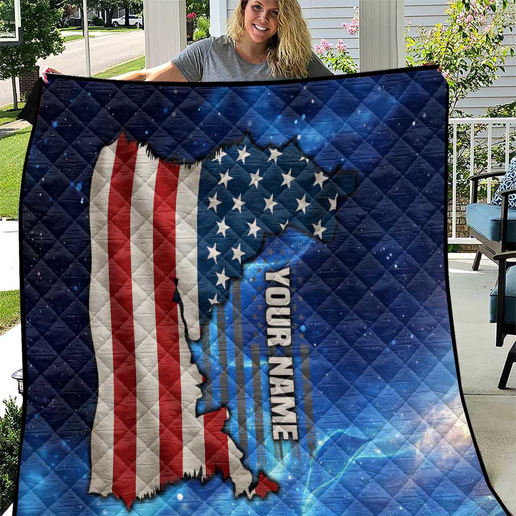 Custom American Flag Universe Patriotic Quilt Blue Galaxy Sky Graphic Design - Wonder Print Shop